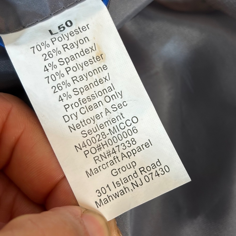 Nautica Mens 50L Gray Stretch Micro Check 2 Button Tailored Blazer Jacket Lined - Picture 8 of 12
